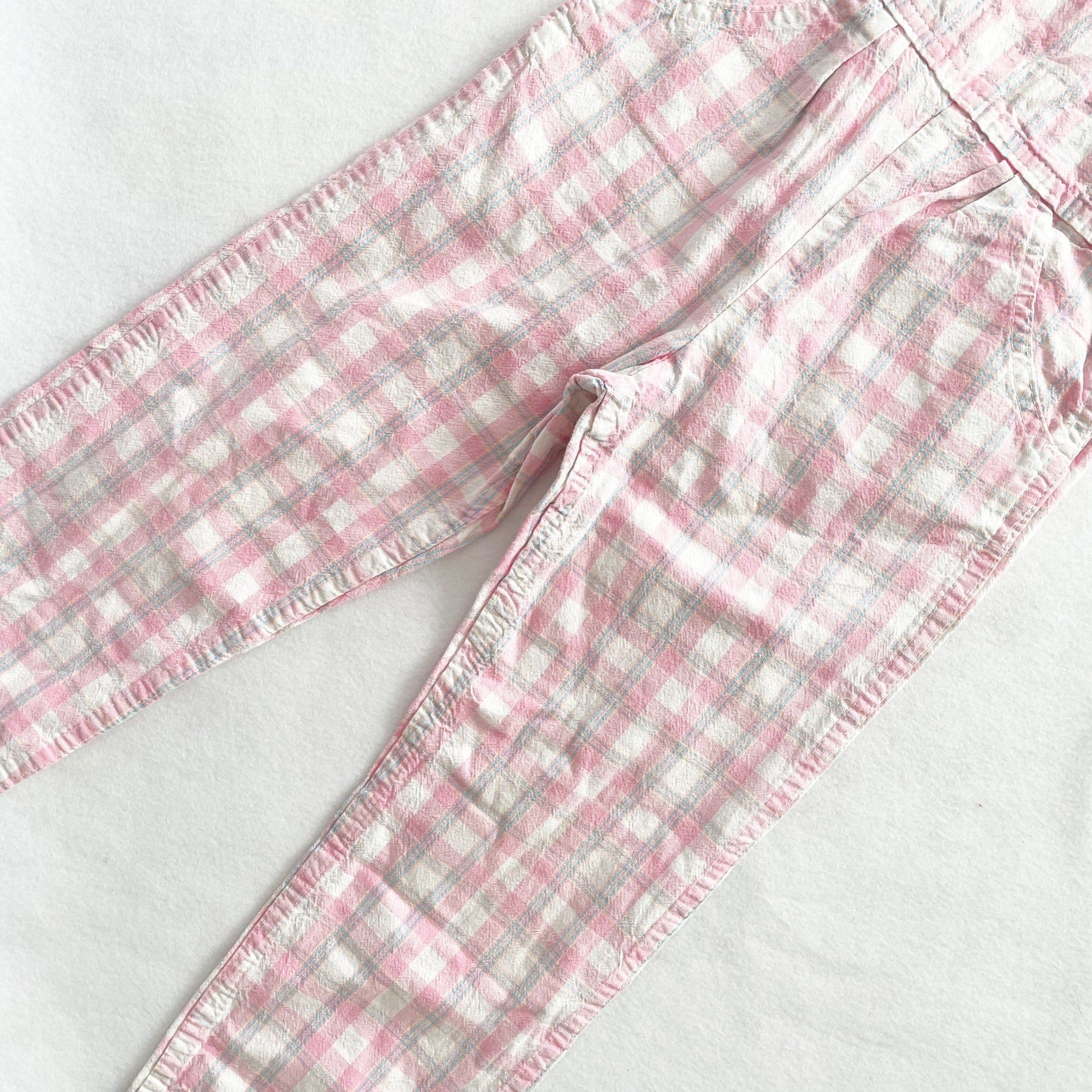 OshKosh Pink Plaid Overalls - Yellow Clover Vintage Kids Clothes