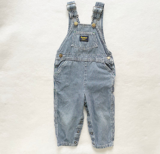 OshKosh Hickory Stripe Denim Overalls - Yellow Clover Vintage Kids Clothes