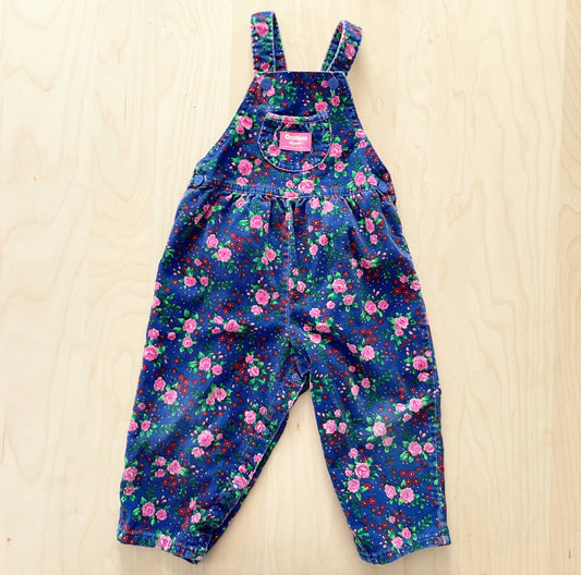 OshKosh Blue Floral Cord Overalls - Yellow Clover Vintage Kids Clothes