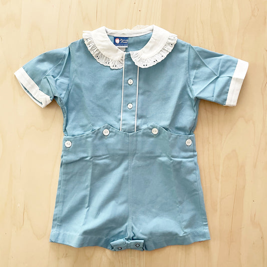 Dandy Duds Button Romper - Yellow Clover Vintage Kids Clothes