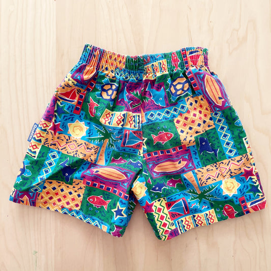 OshKosh Tropical Fish Pull On Shorts - Yellow Clover Vintage Kids Clothes