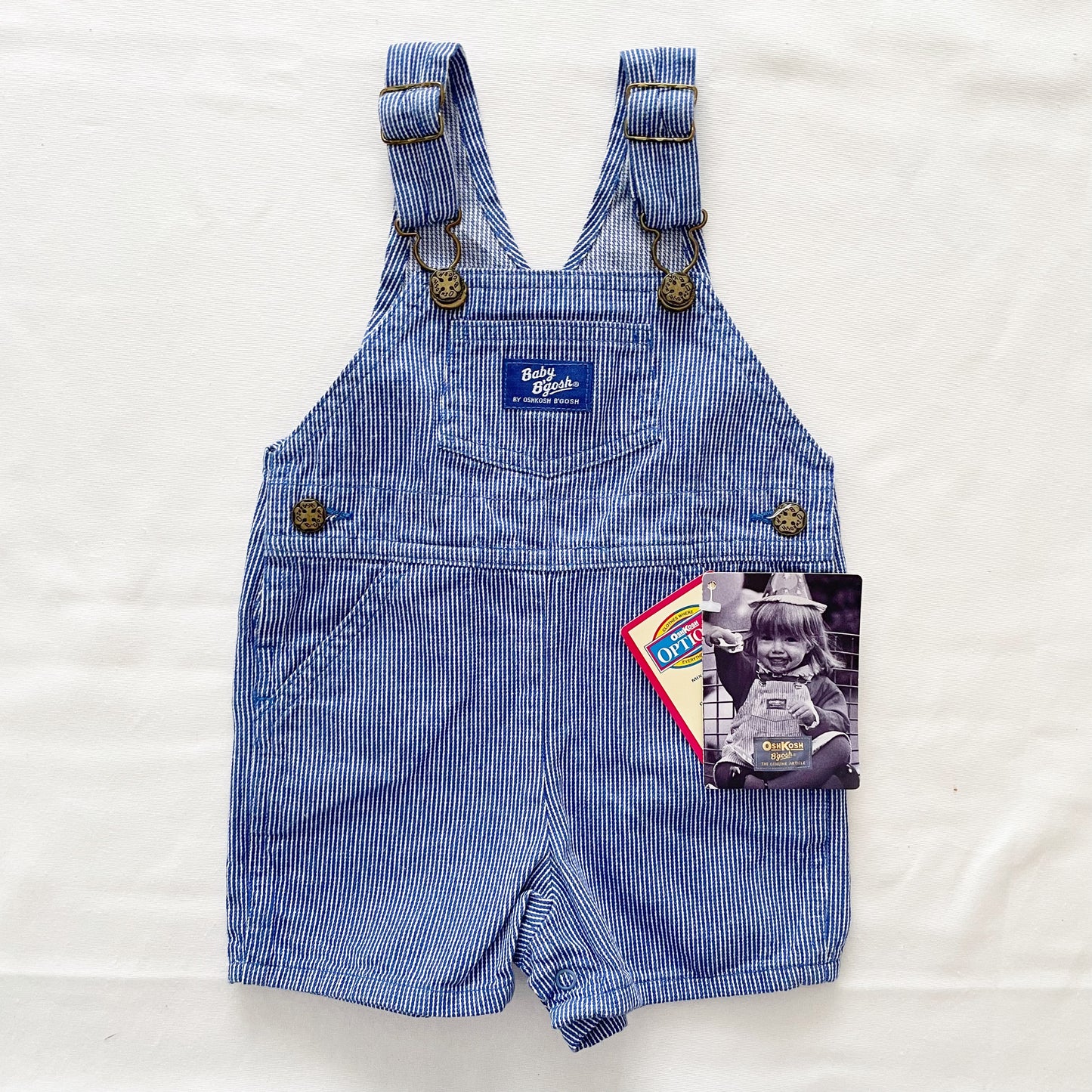 Baby B’gosh Blue Pinstripe Shortalls - Yellow Clover Vintage Kids Clothes