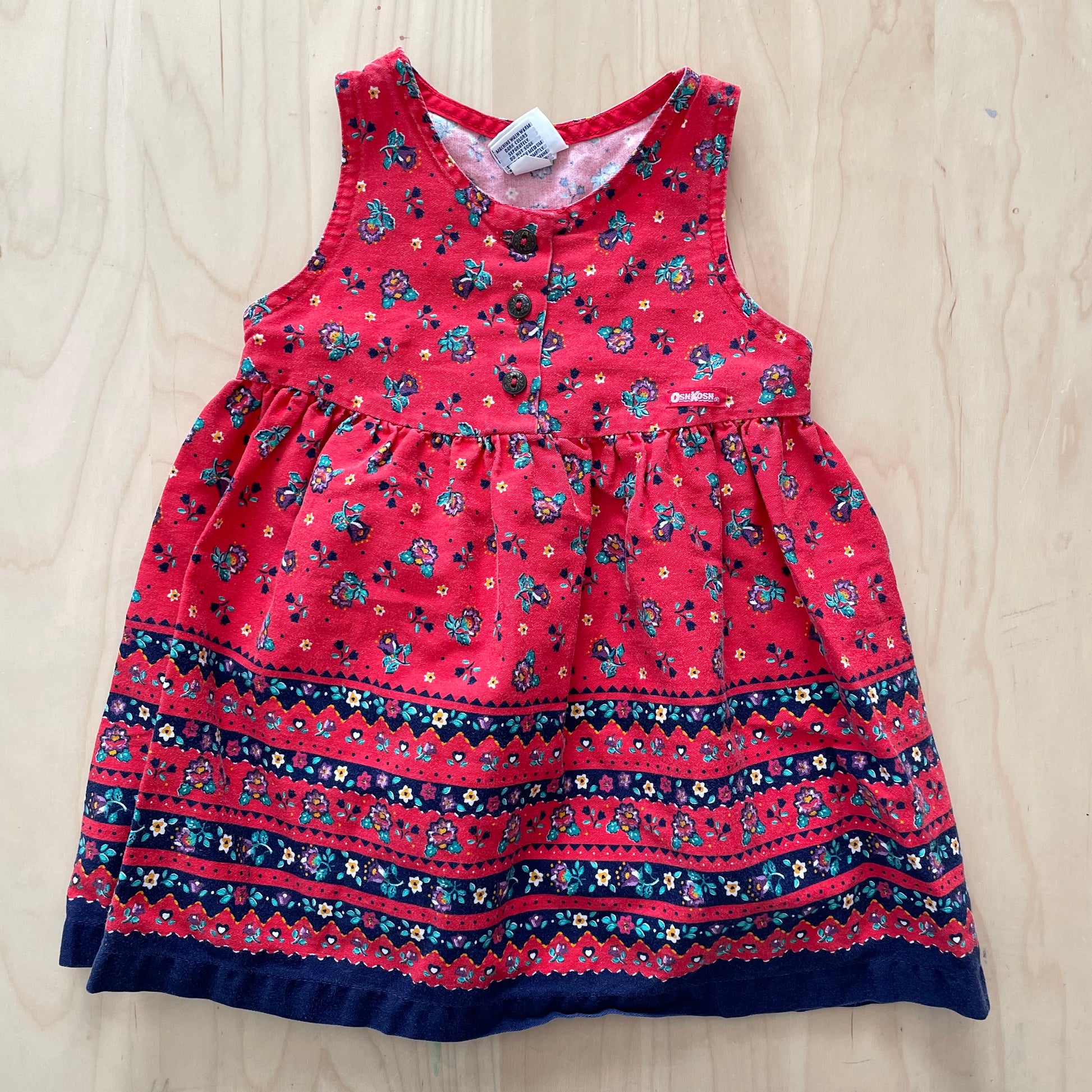 OshKosh Red Paisley Floral Dress - Yellow Clover Vintage Kids Clothes