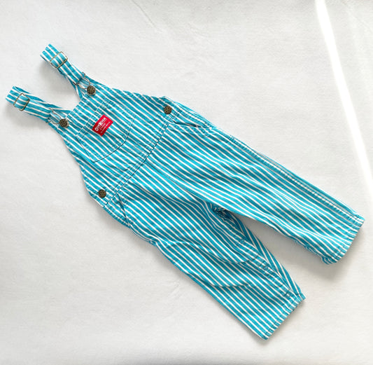 OshKosh Turquoise Stripe Overalls - Yellow Clover Vintage Kids Clothes