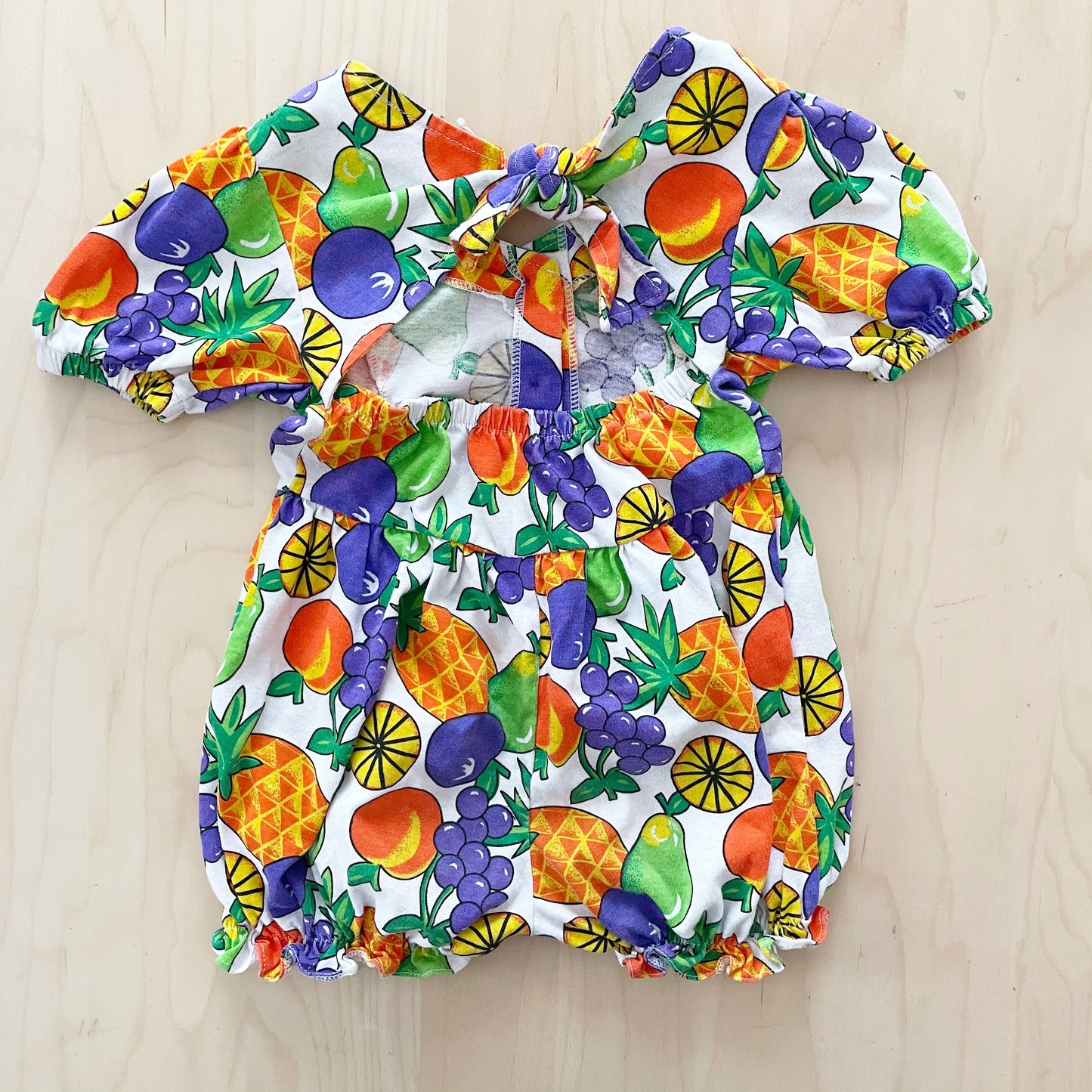 Vintage Fruit Print Romper - Yellow Clover Vintage Kids Clothes