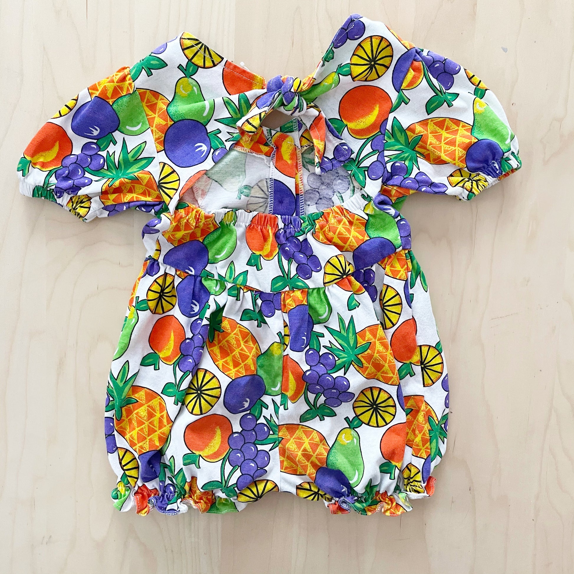 Vintage Fruit Print Romper - Yellow Clover Vintage Kids Clothes