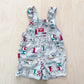 OshKosh Khaki Sailing Print Shortalls - Yellow Clover Vintage Kids Clothes