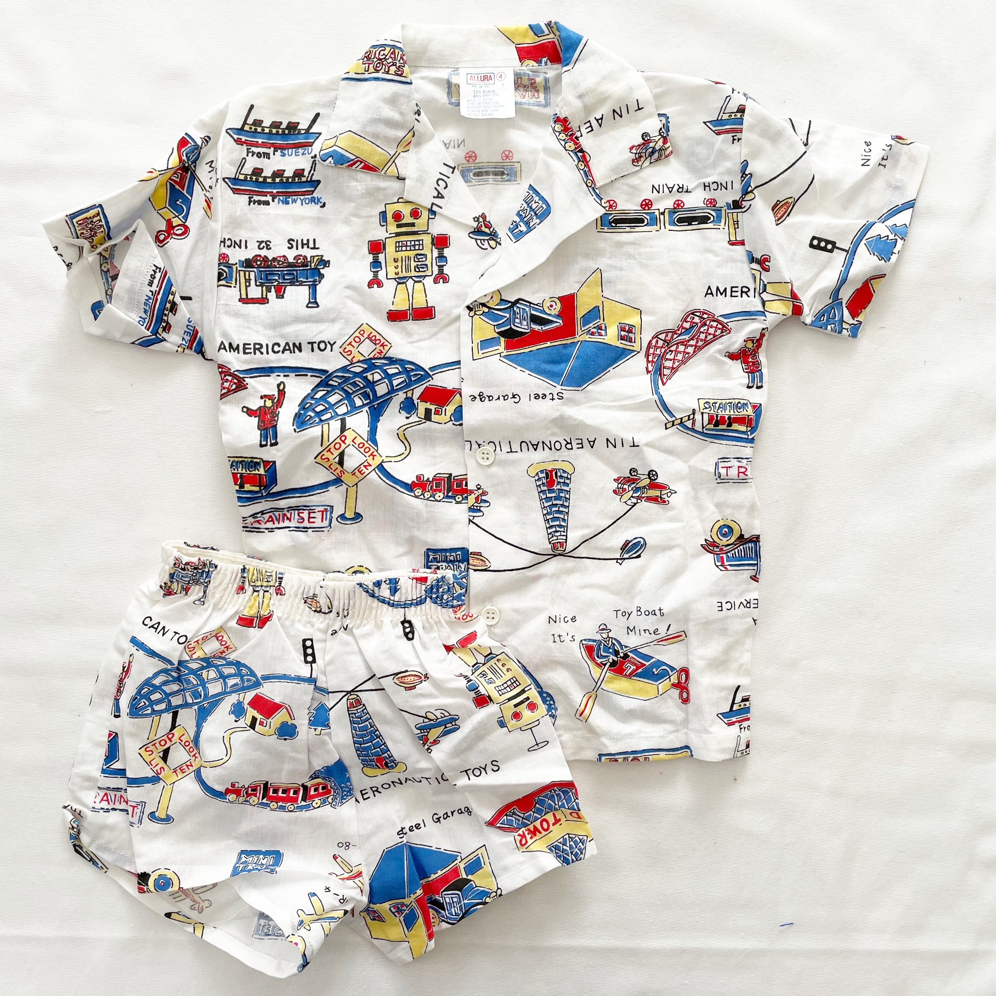 American Invention Fair Button Up Set • 4T - Yellow Clover Vintage Kids Clothes