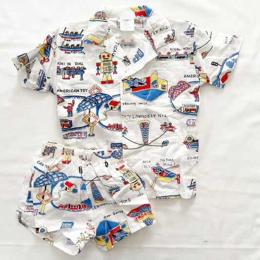 American Invention Fair Button Up Set • 4T - Yellow Clover Vintage Kids Clothes