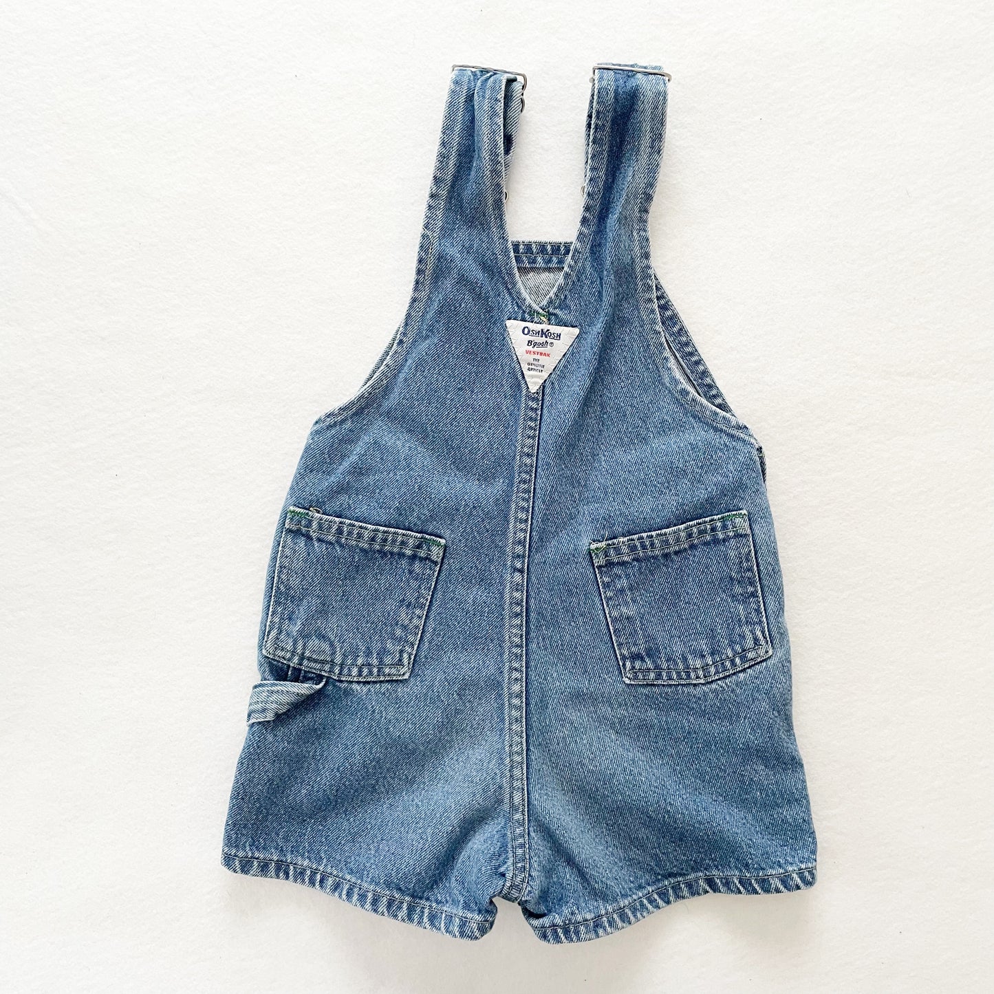 OshKosh Medium Wash Denim Shortalls - Yellow Clover Vintage Kids Clothes