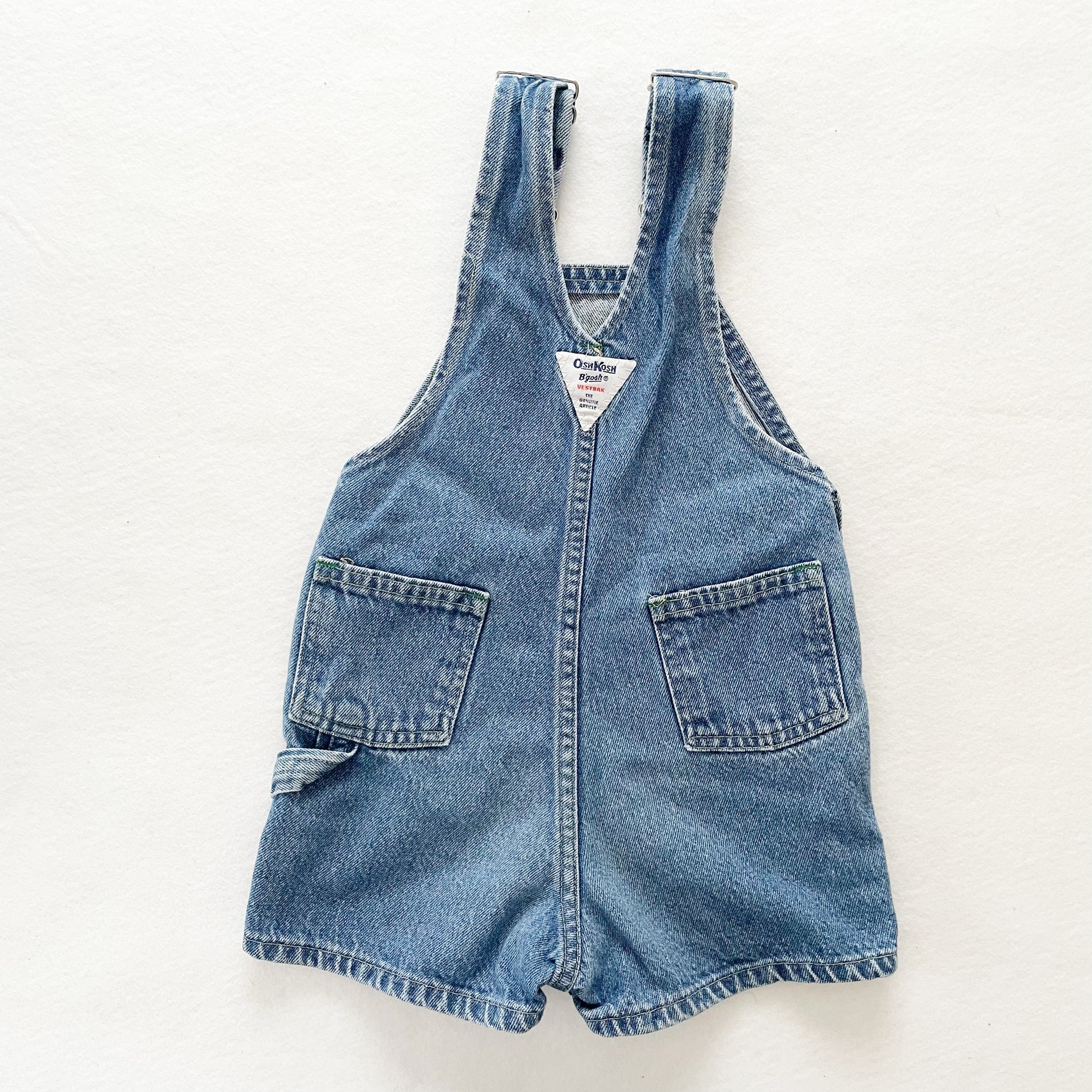 OshKosh Medium Wash Denim Shortalls - Yellow Clover Vintage Kids Clothes
