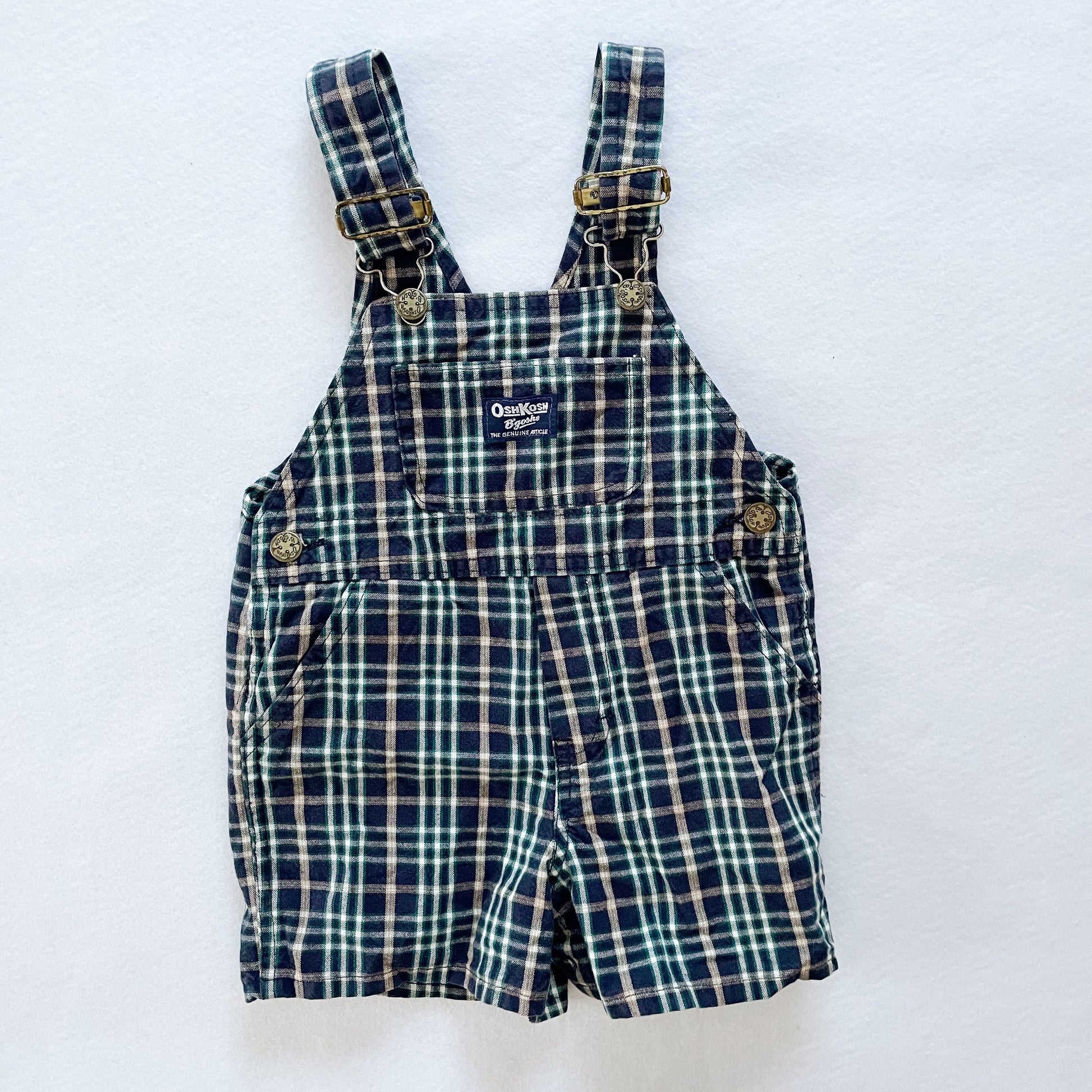 OshKosh Plaid Shortalls - Yellow Clover Vintage Kids Clothes
