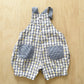 OshKosh Floral Gingham Bubble Shortalls - Yellow Clover Vintage Kids Clothes