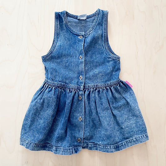 Vintage OshKosh Acid Wash Sleeveless Dress - Yellow Clover Vintage Kids Clothes