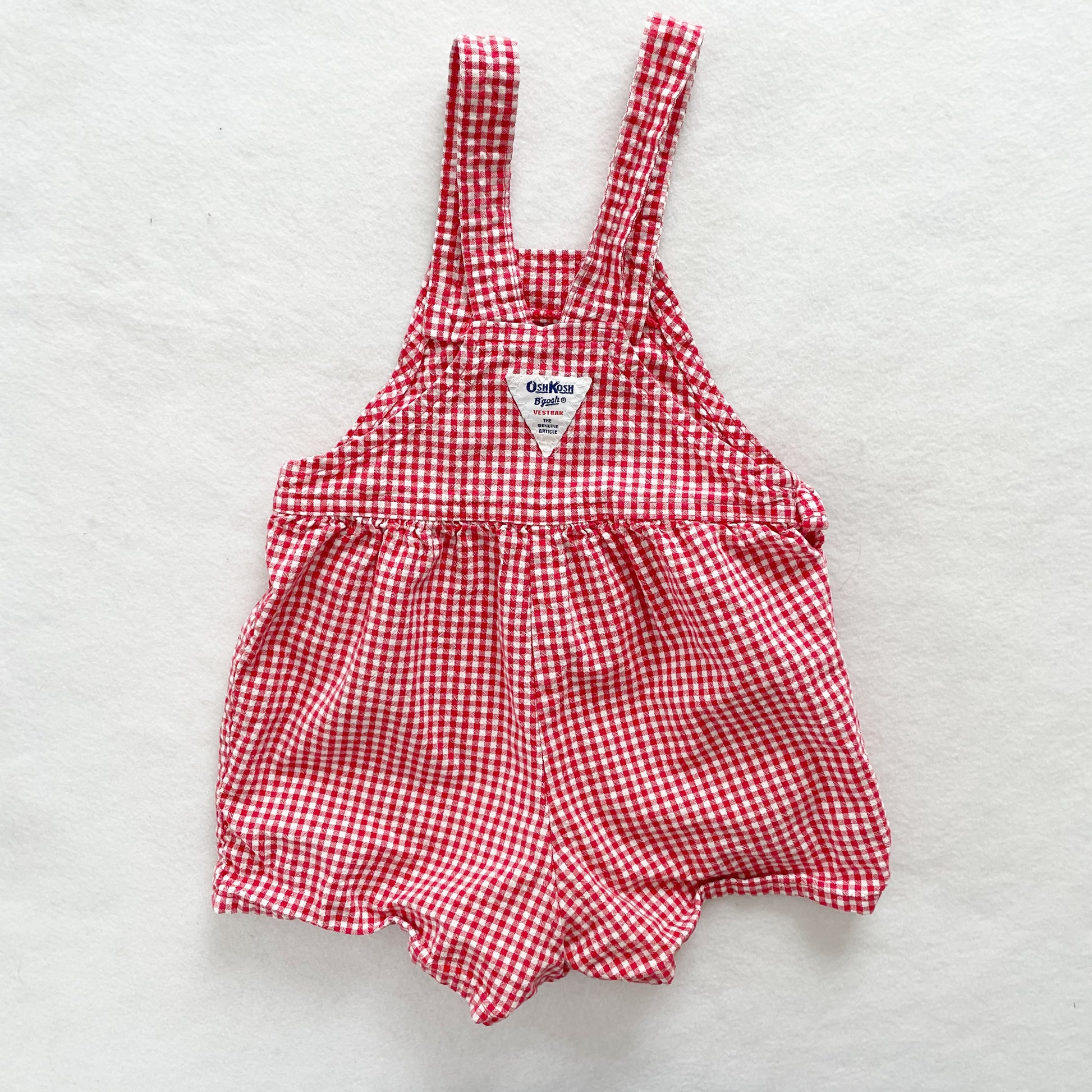 OshKosh Gingham Red Shortalls - Yellow Clover Vintage Kids Clothes