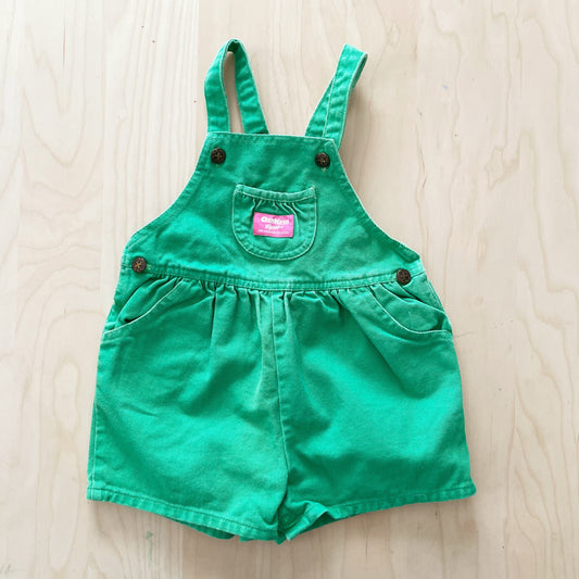 OshKosh Green Shortalls - Yellow Clover Vintage Kids Clothes