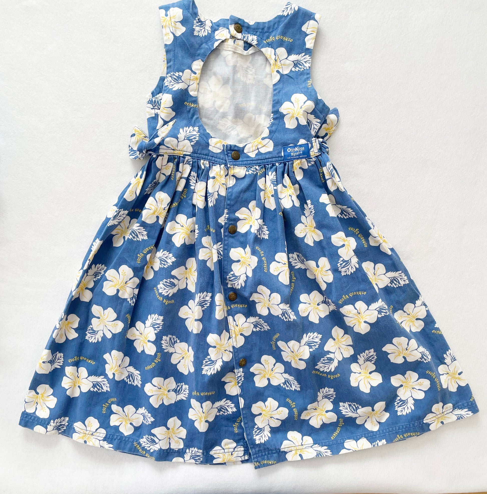 OshKosh Tropical Floral Side Tie Dress - Yellow Clover Vintage Kids Clothes