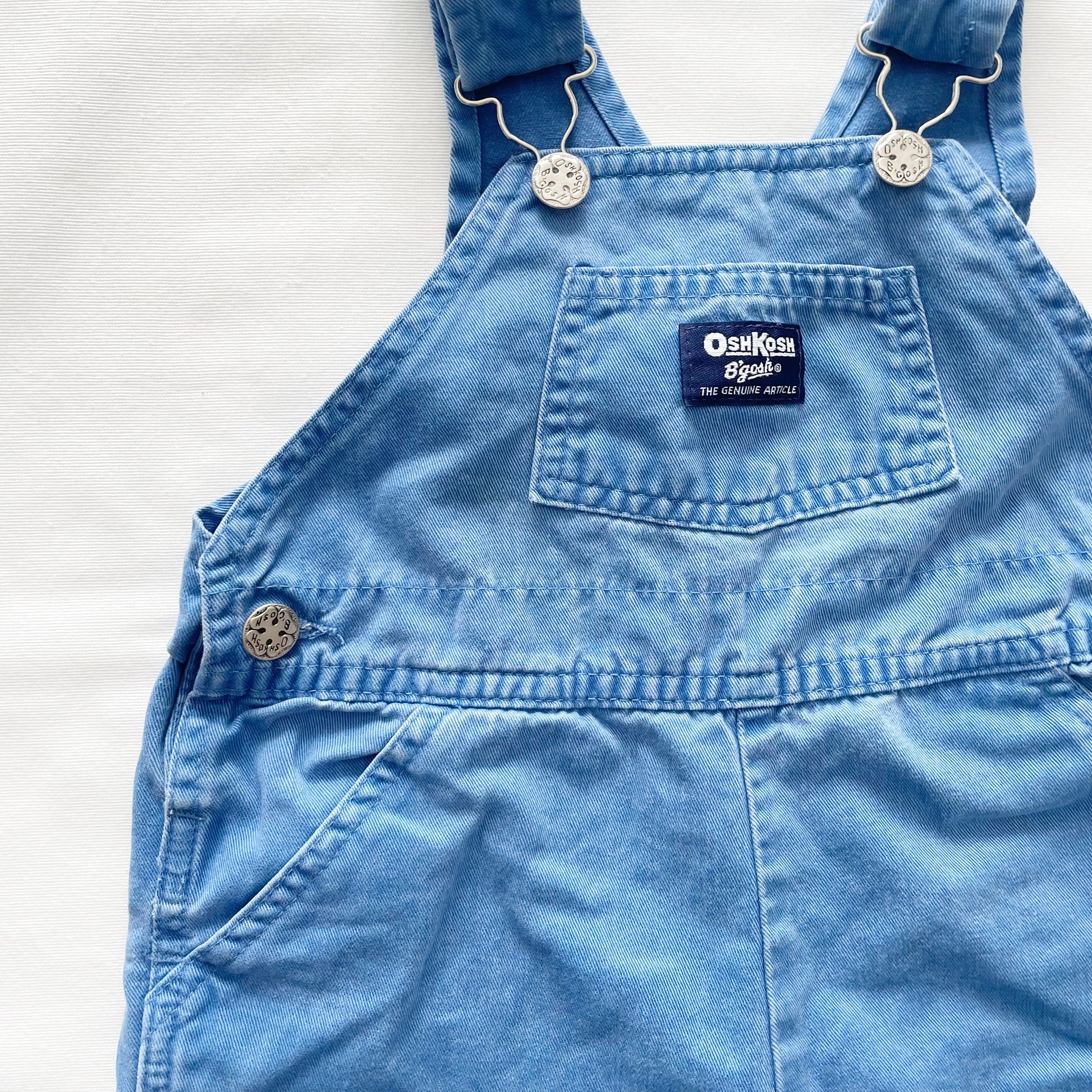 OshKosh Dusty Blue Shortalls - Yellow Clover Vintage Kids Clothes