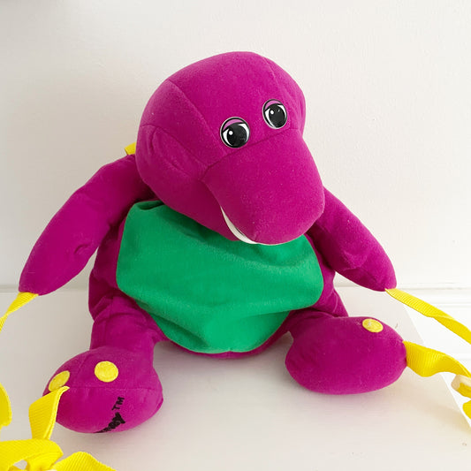 Vintage Barney Plush Backpack - Yellow Clover Vintage Kids Clothes