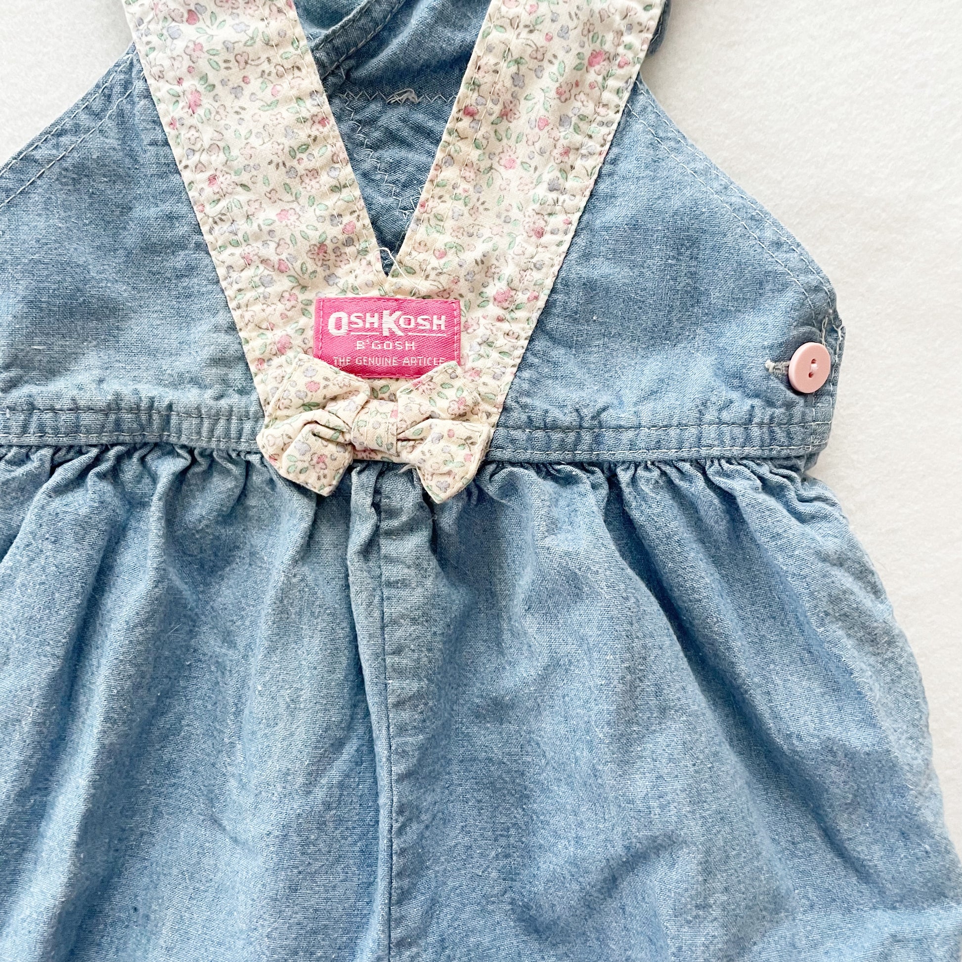 OshKosh Floral V Strap Bubble Overalls - Yellow Clover Vintage Kids Clothes