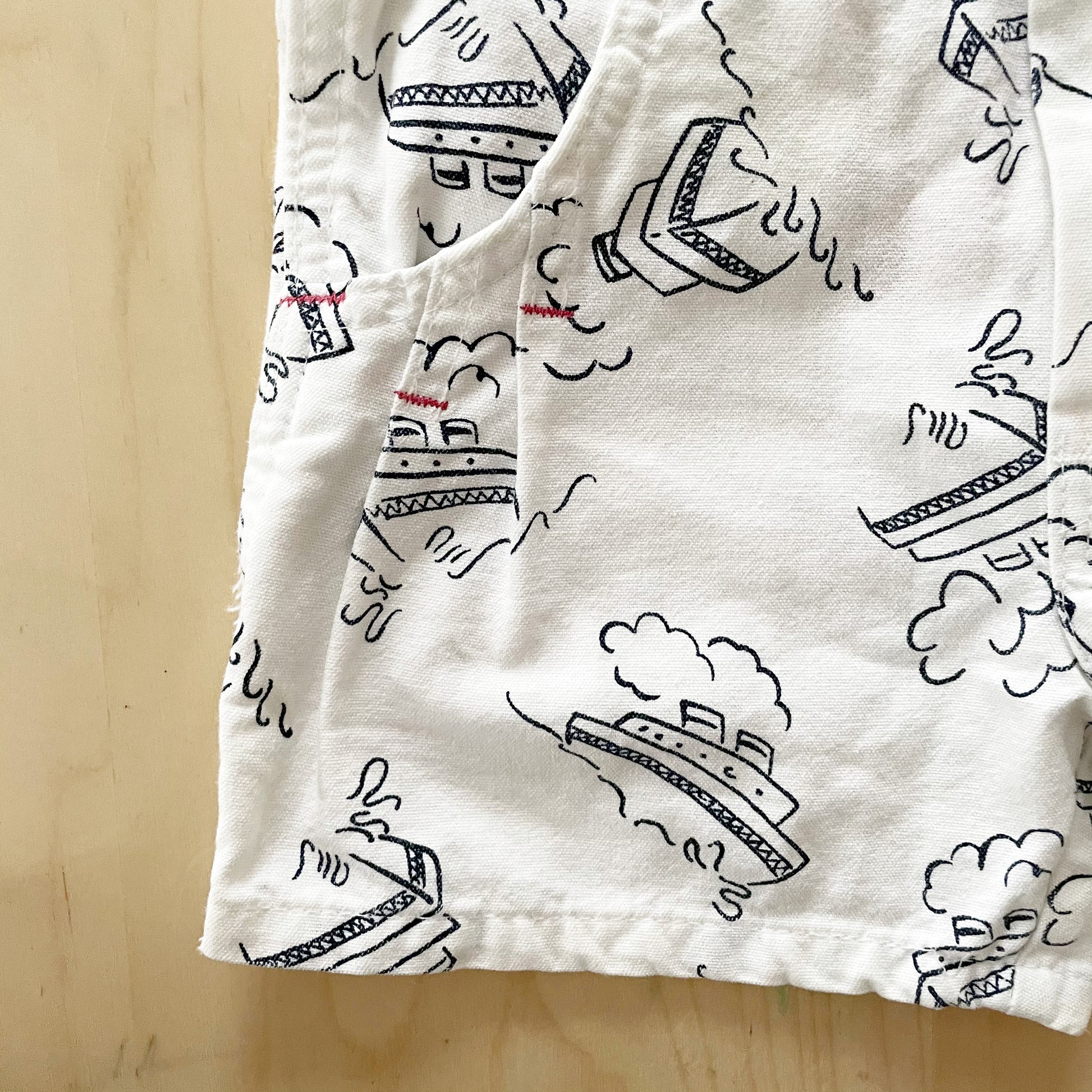 OshKosh Sailboat Print Shortalls Set - Yellow Clover Vintage Kids Clothes
