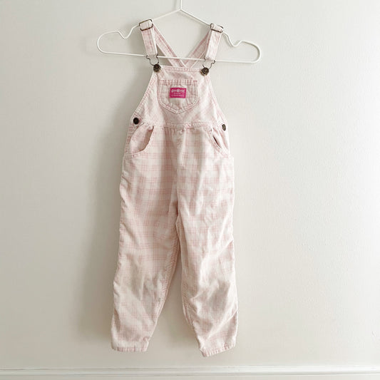 OshKosh Plaid Cord Keyhole Back Overalls - Yellow Clover Vintage Kids Clothes