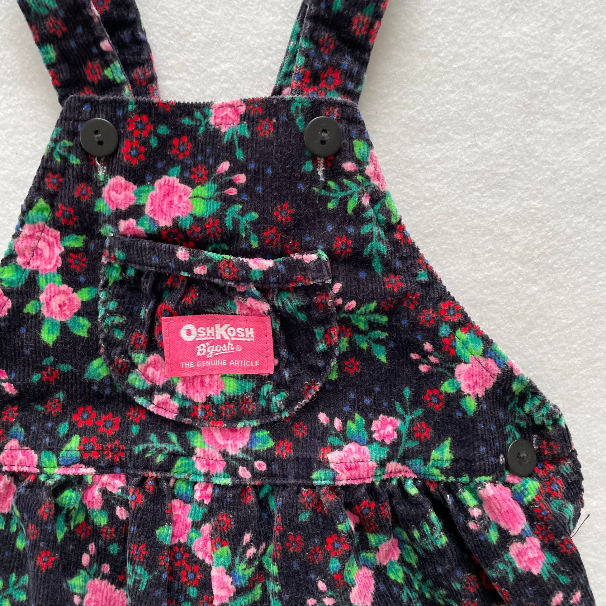 OshKosh Rose Cord Overalls - Yellow Clover Vintage Kids Clothes