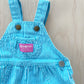 Vintage OshKosh Turquoise Engineer Stripe Bubble Overalls - Yellow Clover Vintage Kids Clothes