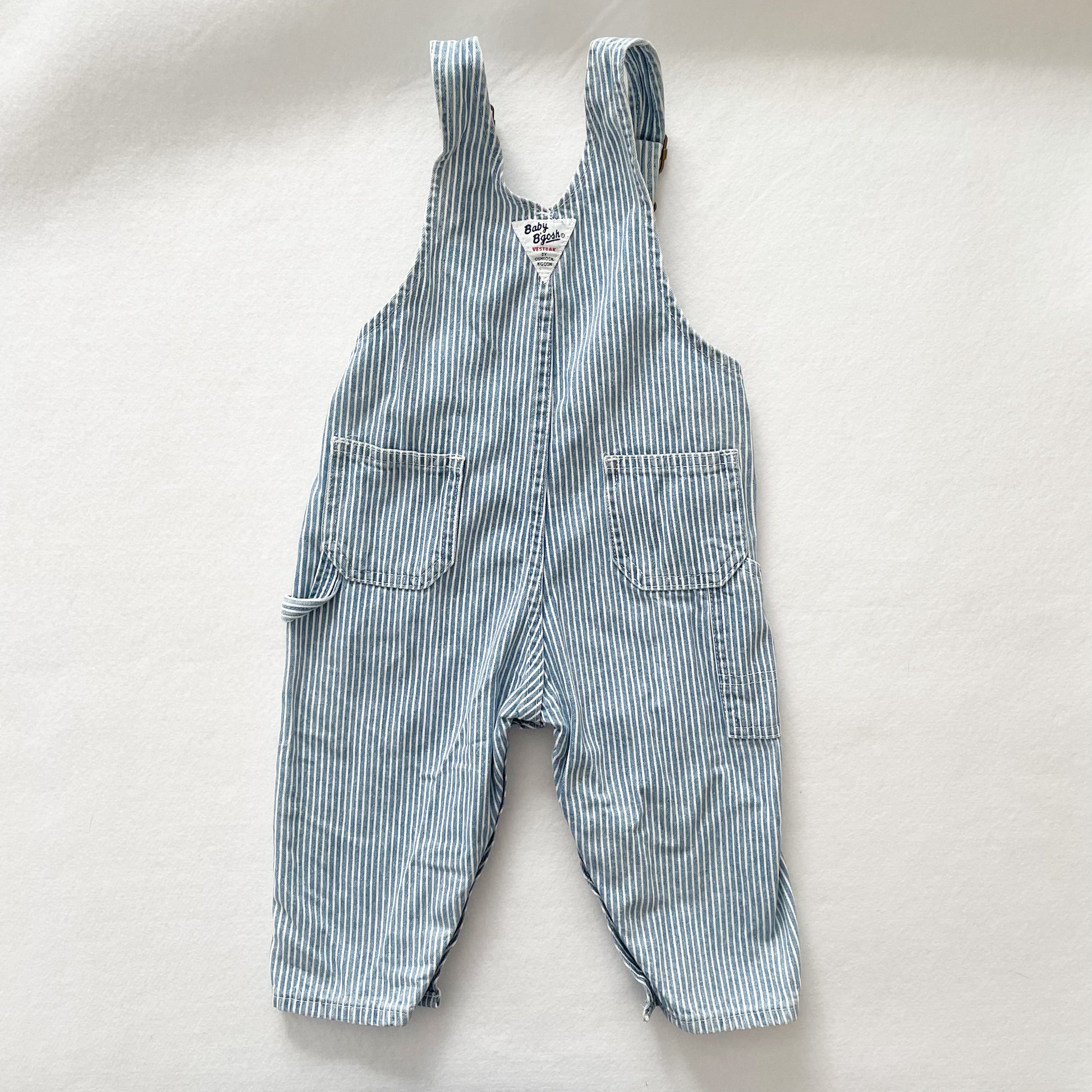 Baby B’gosh Light Denim Hickory Stripe Overalls - Yellow Clover Vintage Kids Clothes