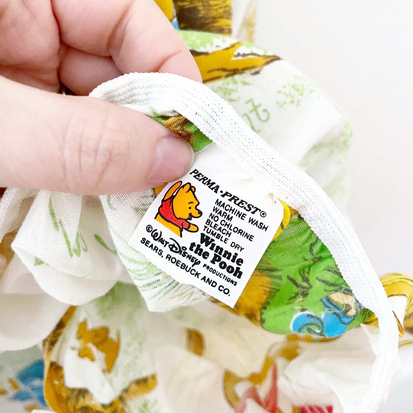 Sears Winnie the Pooh Crib Sheet - Yellow Clover Vintage Kids Clothes