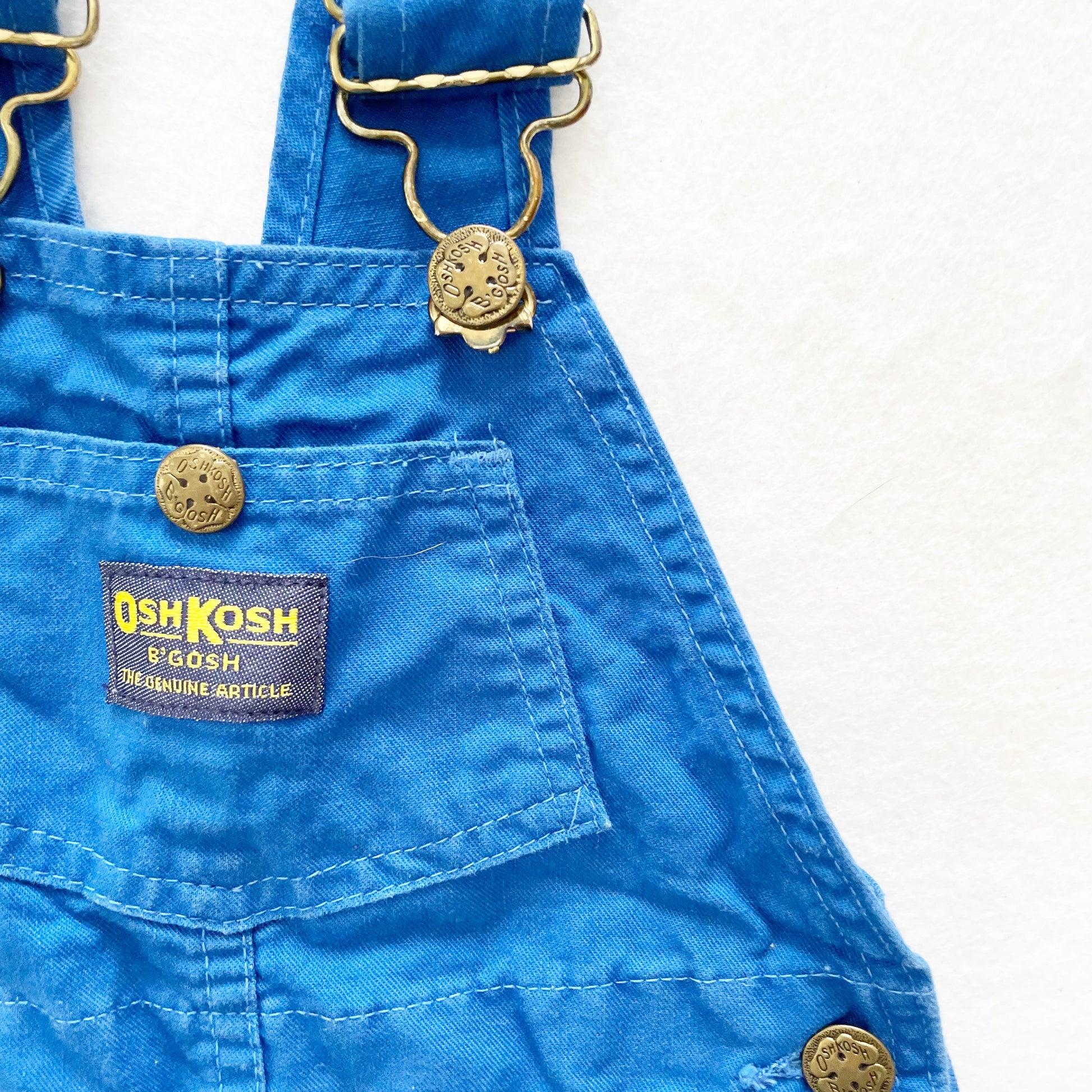 OshKosh Blue Shortalls - Yellow Clover Vintage Kids Clothes