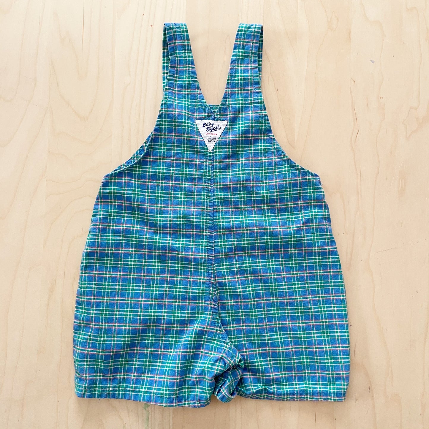 Vintage OshKosh Plaid Button Front Shortalls
