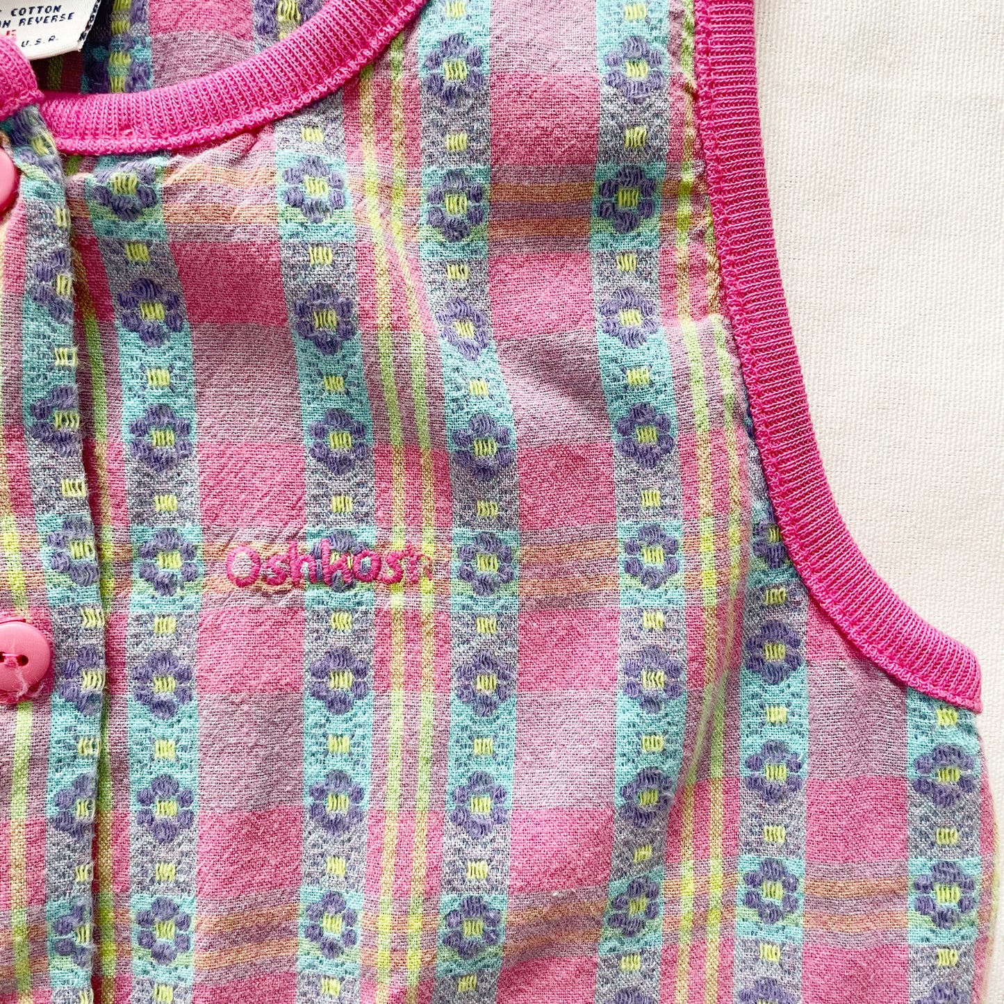 OshKosh Woven Print Pocket Dress - Yellow Clover Vintage Kids Clothes