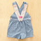 OshKosh Chambray Floral Bow Front Shortalls - Yellow Clover Vintage Kids Clothes