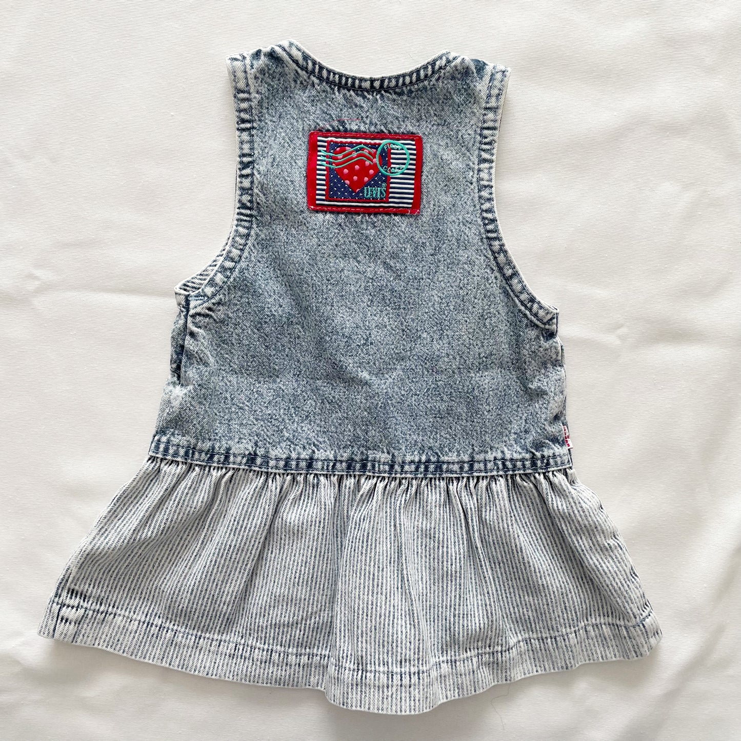 Levi’s Acid Wash Heart Patch Denim Dress • 18m - Yellow Clover Vintage Kids Clothes