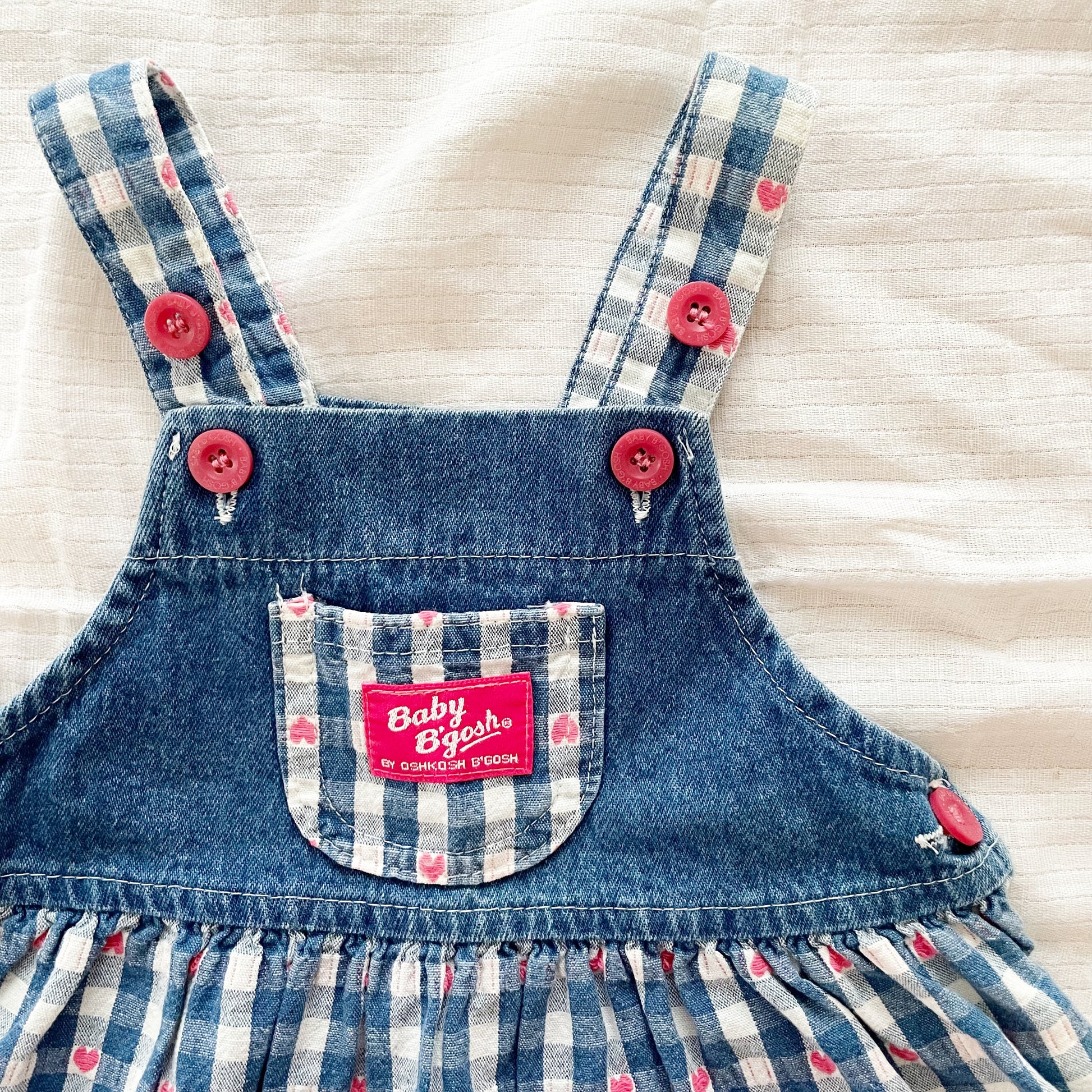 Baby B’gosh Heart Woven Gingham Skirtall - Yellow Clover Vintage Kids Clothes