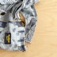 OshKosh Blue Print Overall Skirtall - Yellow Clover Vintage Kids Clothes