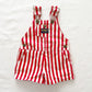 OshKosh Red Stripe Shortalls - Yellow Clover Vintage Kids Clothes