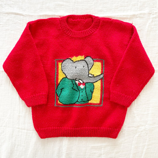 Vintage Handknit Babar Kids Sweater