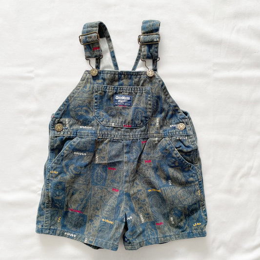 OshKosh Geo Outdoors Print Shortalls - Yellow Clover Vintage Kids Clothes