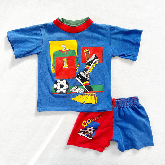 Soccer Kit Tee + Shorts Set - Yellow Clover Vintage Kids Clothes