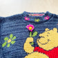 Vintage Pooh Flower Appliqué Sweater - Yellow Clover Vintage Kids Clothes