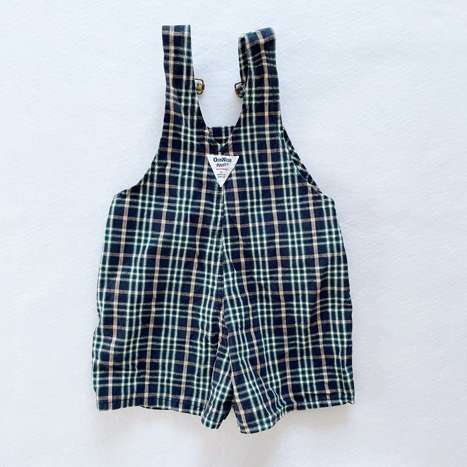 OshKosh Plaid Shortalls - Yellow Clover Vintage Kids Clothes