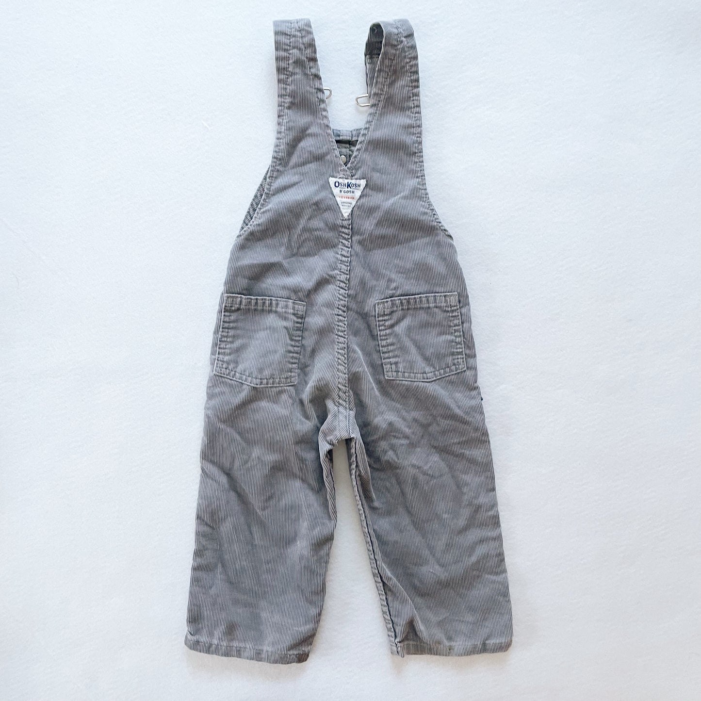 OshKosh Gray Fine Cord Overalls - Yellow Clover Vintage Kids Clothes