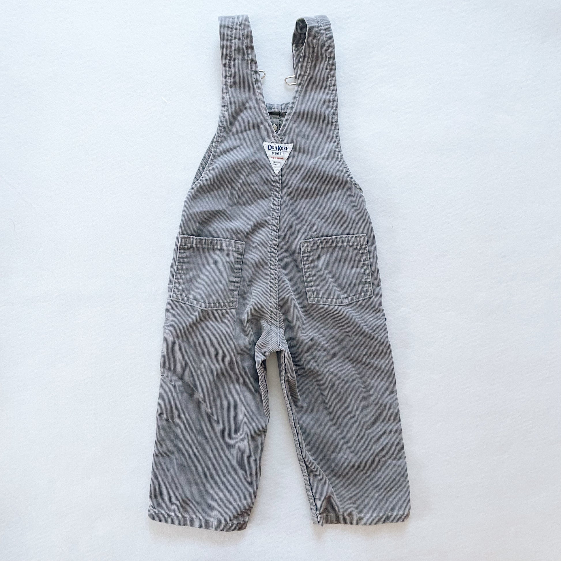 OshKosh Gray Fine Cord Overalls - Yellow Clover Vintage Kids Clothes