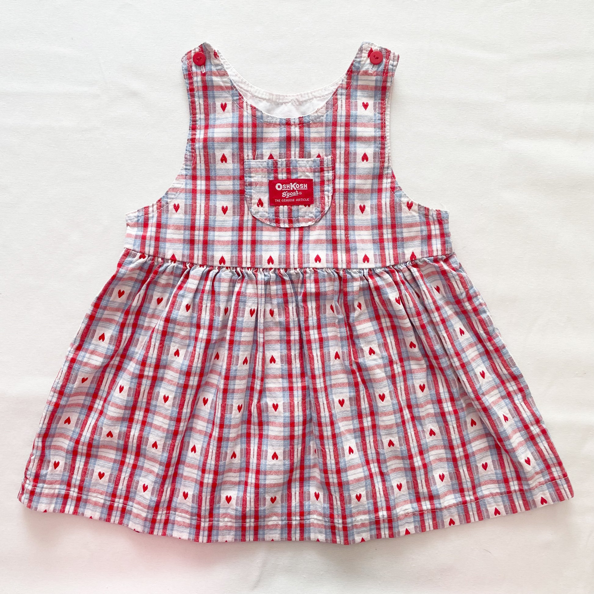 OshKosh Plaid Heart Woven Pinafore Dress - Yellow Clover Vintage Kids Clothes