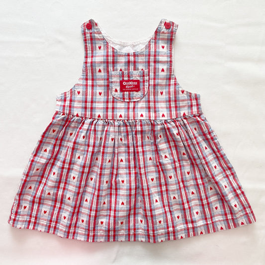 OshKosh Plaid Heart Woven Pinafore Dress - Yellow Clover Vintage Kids Clothes