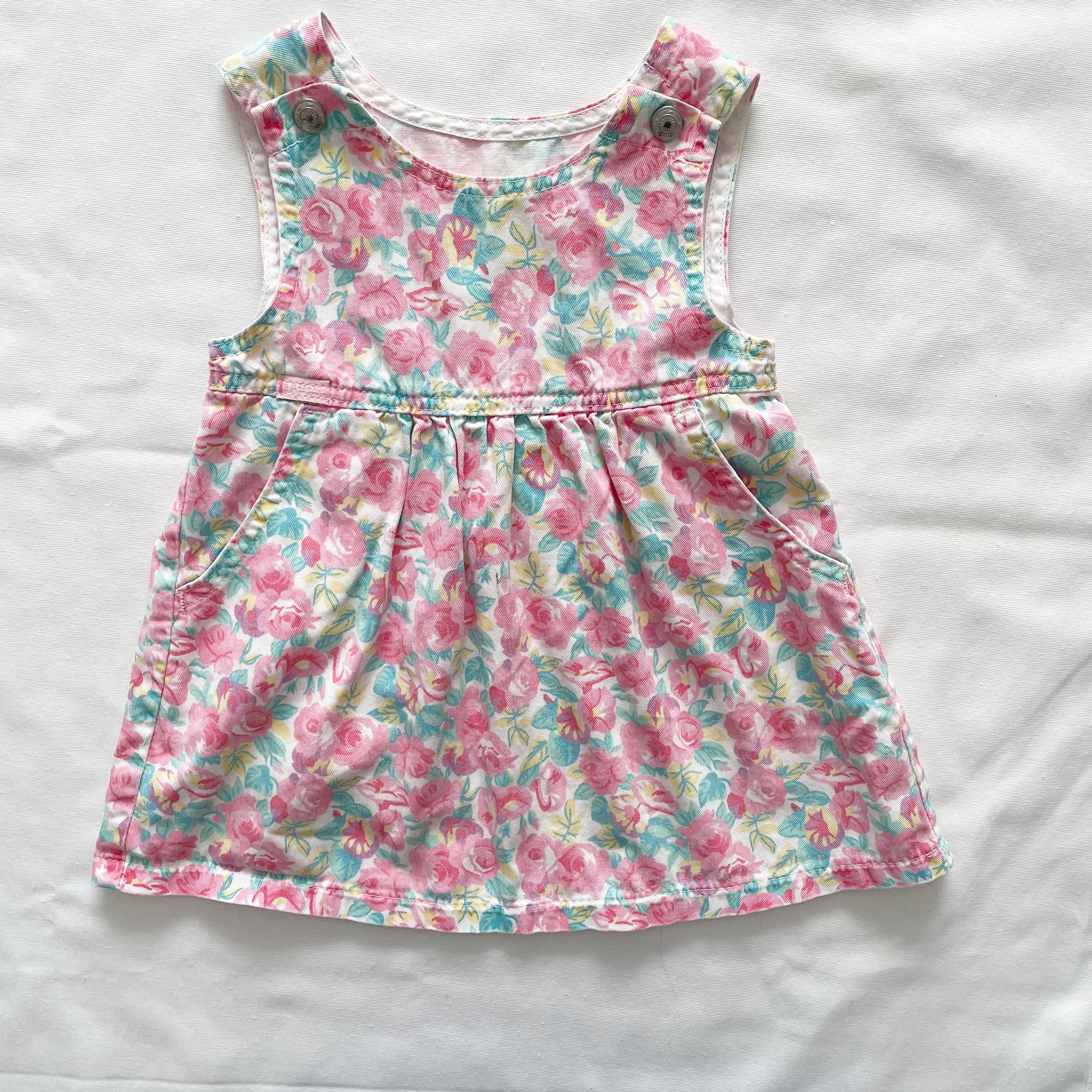 Lee Floral Print Pinafore Dress • 2T - Yellow Clover Vintage Kids Clothes