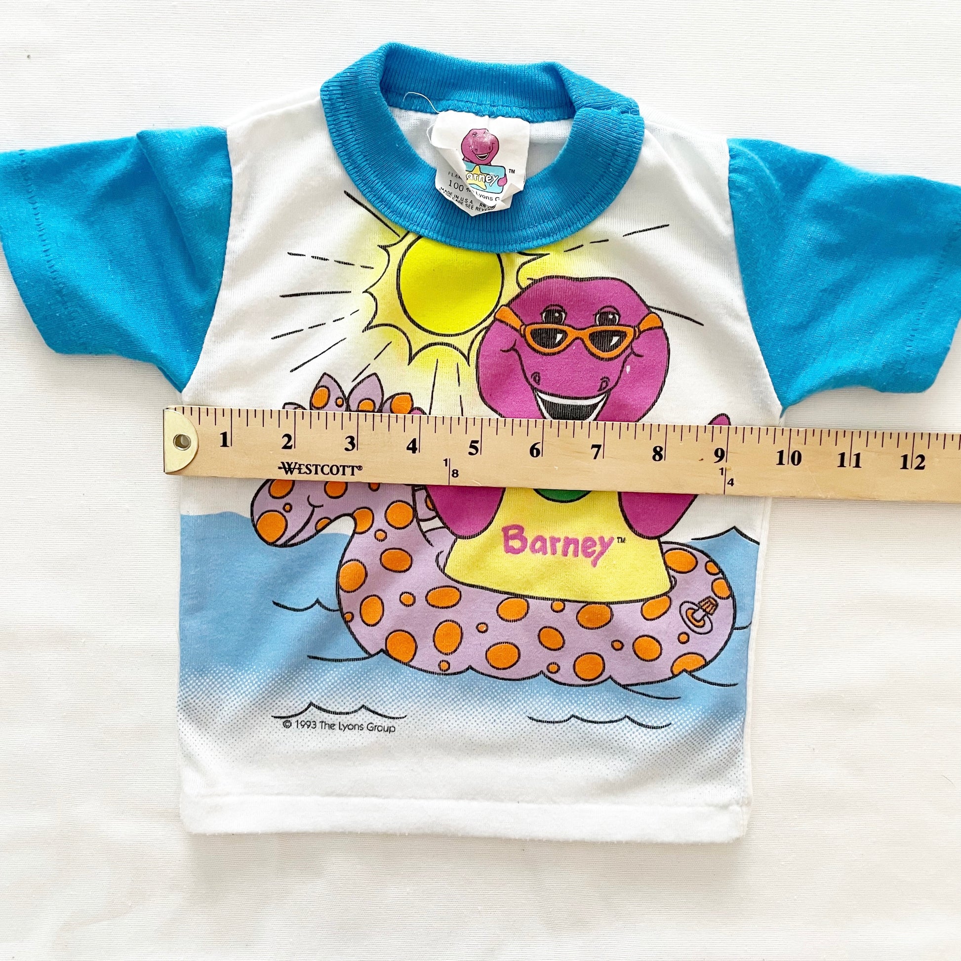 Barney Pool Float PJ Top • 24m (?) - Yellow Clover Vintage Kids Clothes