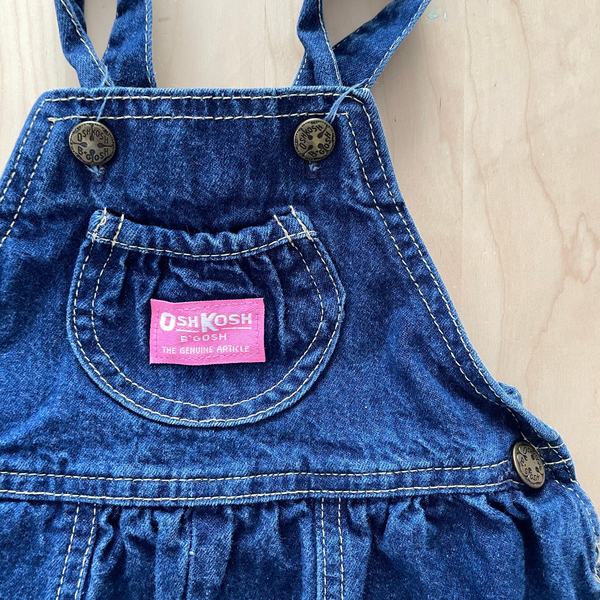 OshKosh Dark Wash Bubble Overalls - Yellow Clover Vintage Kids Clothes